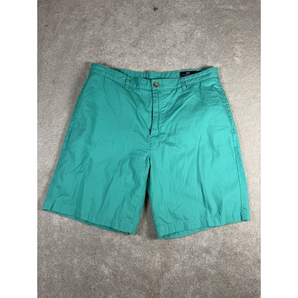 Vineyard Vines Club Shorts Aqua Green Flat Front Mens Size 36 Preppy‎ 9" Inseam